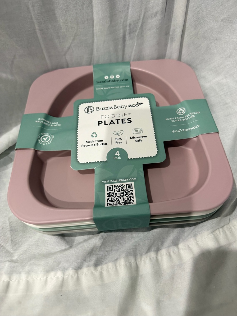 Bazzle Baby Eco Foodie Plates - Sage Green (4 Pack)